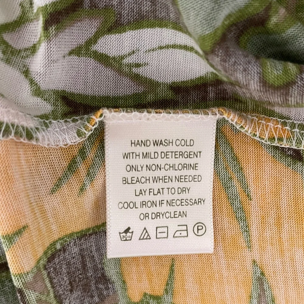 New TOMMY BAHAMA Floral Tropical Print Silk Midi Dress Green Yellow Size 16 - Picture 8 of 14